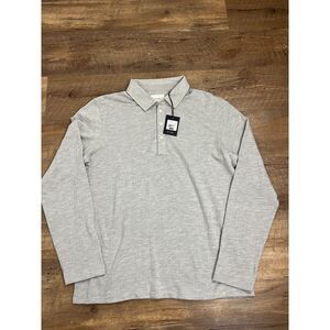 Billy Reid Gray Long Sleeve Polo Shirt